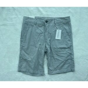 Bruun & Stengade Shorts Size 33 NWT Striped Green & White Cotton Summer Slim Fit